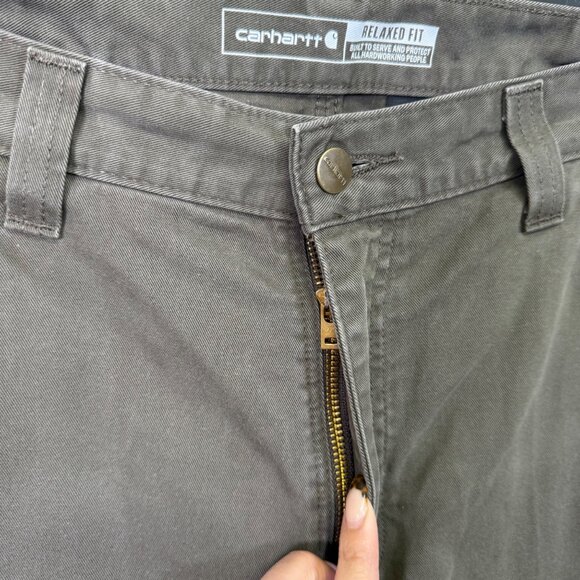 Carhartt Mens Relaxed Fit Green WorkWear Pants 34x34 Cotton Utility Canvas - Picture 7 of 13